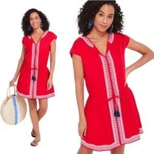 Vineyard Vines Embroidered Tie-Waist Dress